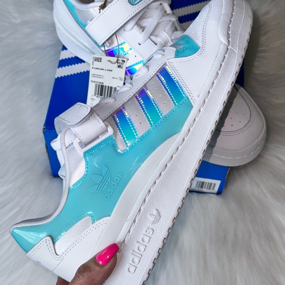 New Adidas Forum Low Cloud White Pulse Aqua GX3398 Men's Sneakers Shoes SIZE 11 - Picture 10 of 16